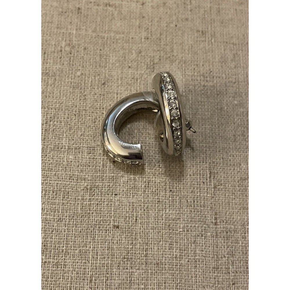 Vintage Pierre Balmain Rhodium Over Silver Swarovski crystal Hoop earrings